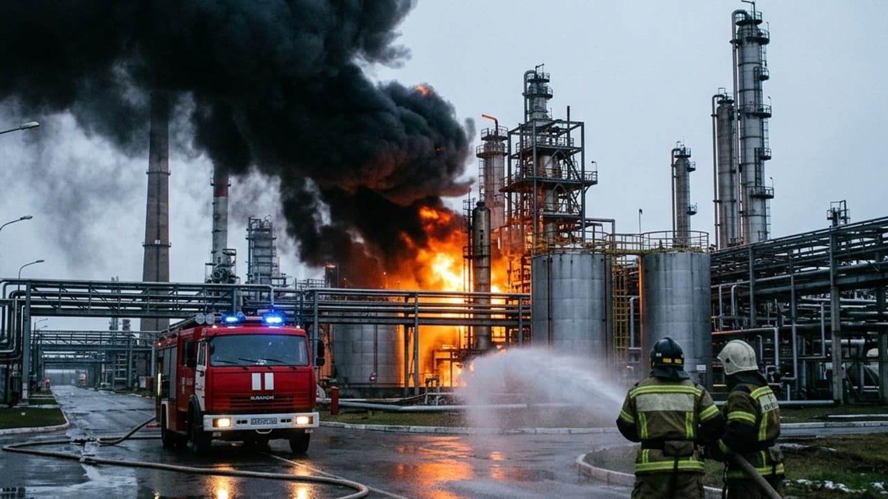 Drone Strikes Ignite Fire at Kirishi Industrial Zone in Russia